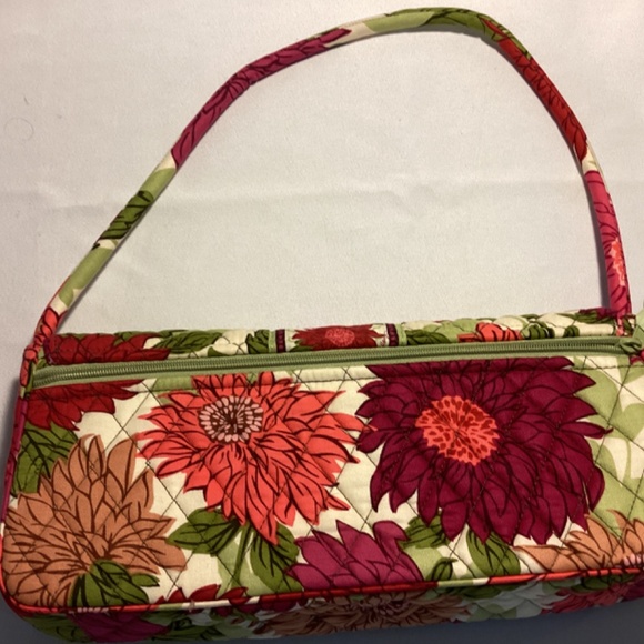 Vera Bradley clutch short handle bag purse floral green knot checkered pink - Picture 3 of 7